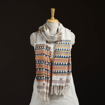 Orissa Tribal Kapadaganda Hand Embroidered Pure Handwoven Cotton Stole 49