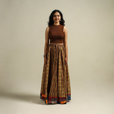 Bagh Hand Block Print 24 Kali Patchwork Cotton Long Skirt 16