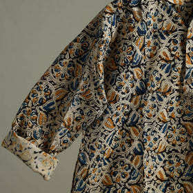 Hand Block Print Natural Dyed Cotton Long Kalamkari Kurta for Men 19