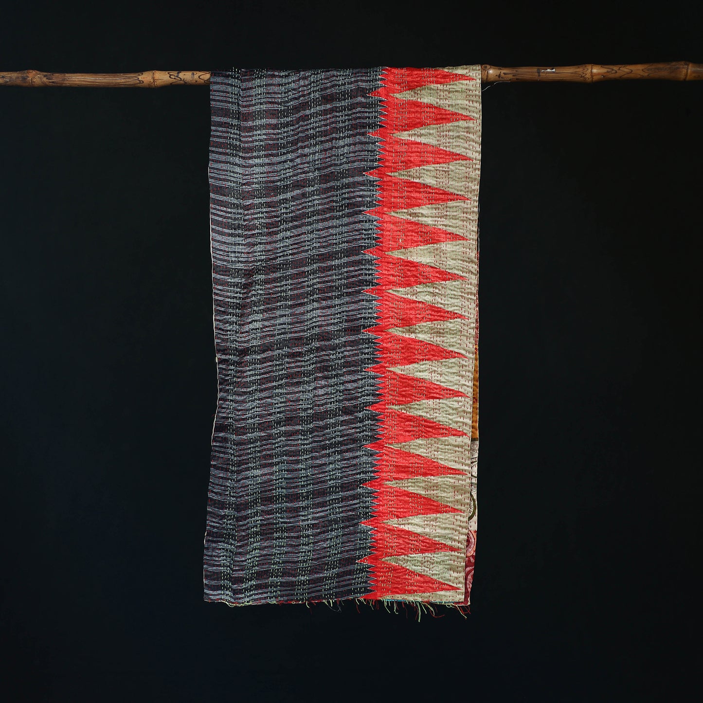 Bengal Kantha Handwork Patchwork Reversible Silk Stole 312