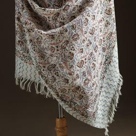 Floral Sanganeri Print Pure Merino Wool Handwoven Shawl 52