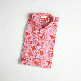 Sanganeri Hand Block Print Cotton Short Men Kurta  01