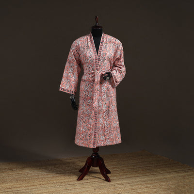 Sanganeri Hand Block Print Waffle Weave Cotton Bath Robe 25