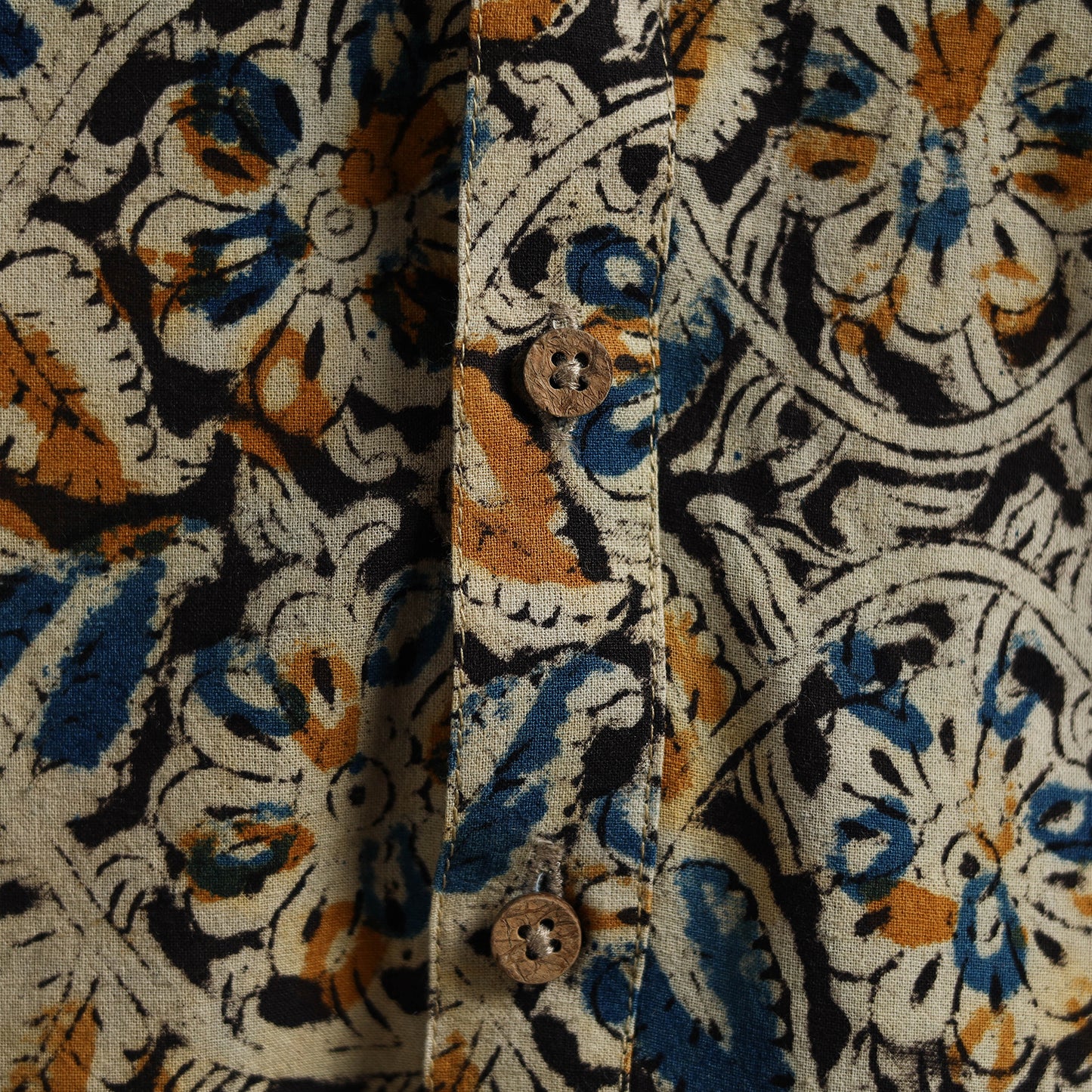 Hand Block Print Natural Dyed Cotton Long Kalamkari Kurta for Men 19