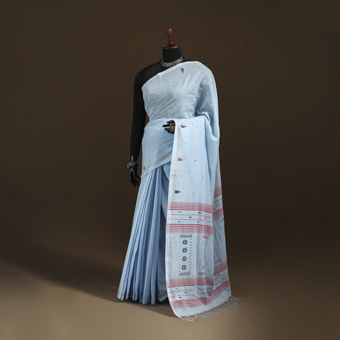 Phulia Jamdani Pure Handloom Cotton Saree with Tassels (Count 92/40) 37