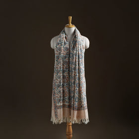 Floral Sanganeri Print Pure Merino Wool Handwoven Shawl 53