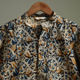 Hand Block Print Natural Dyed Cotton Long Kalamkari Kurta for Men 19