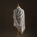 Floral Sanganeri Print Pure Merino Wool Handwoven Shawl 53