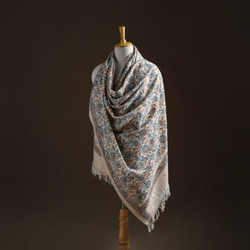 Floral Sanganeri Print Pure Merino Wool Handwoven Shawl 53