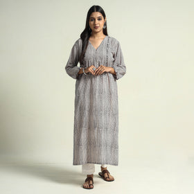 Buy Block Print Cotton Straight Bagh Kurta For Women