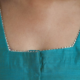 Blue - Gota Patti Slub Silk Plain Blouse 02