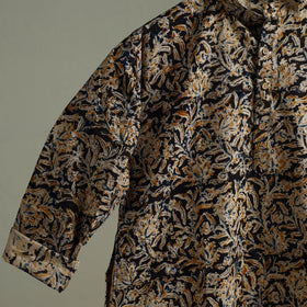 Hand Block Print Natural Dyed Cotton Long Kalamkari Kurta for Men 20