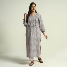 Buy Block Print Cotton Straight Bagh Kurta For Women
