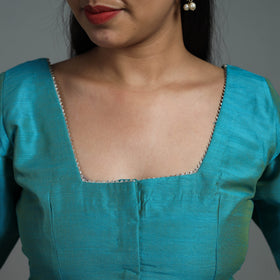 Blue - Gota Patti Slub Silk Plain Blouse 02