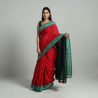 Red - Ikat Weave Handloom Cotton Sambalpuri Saree 37