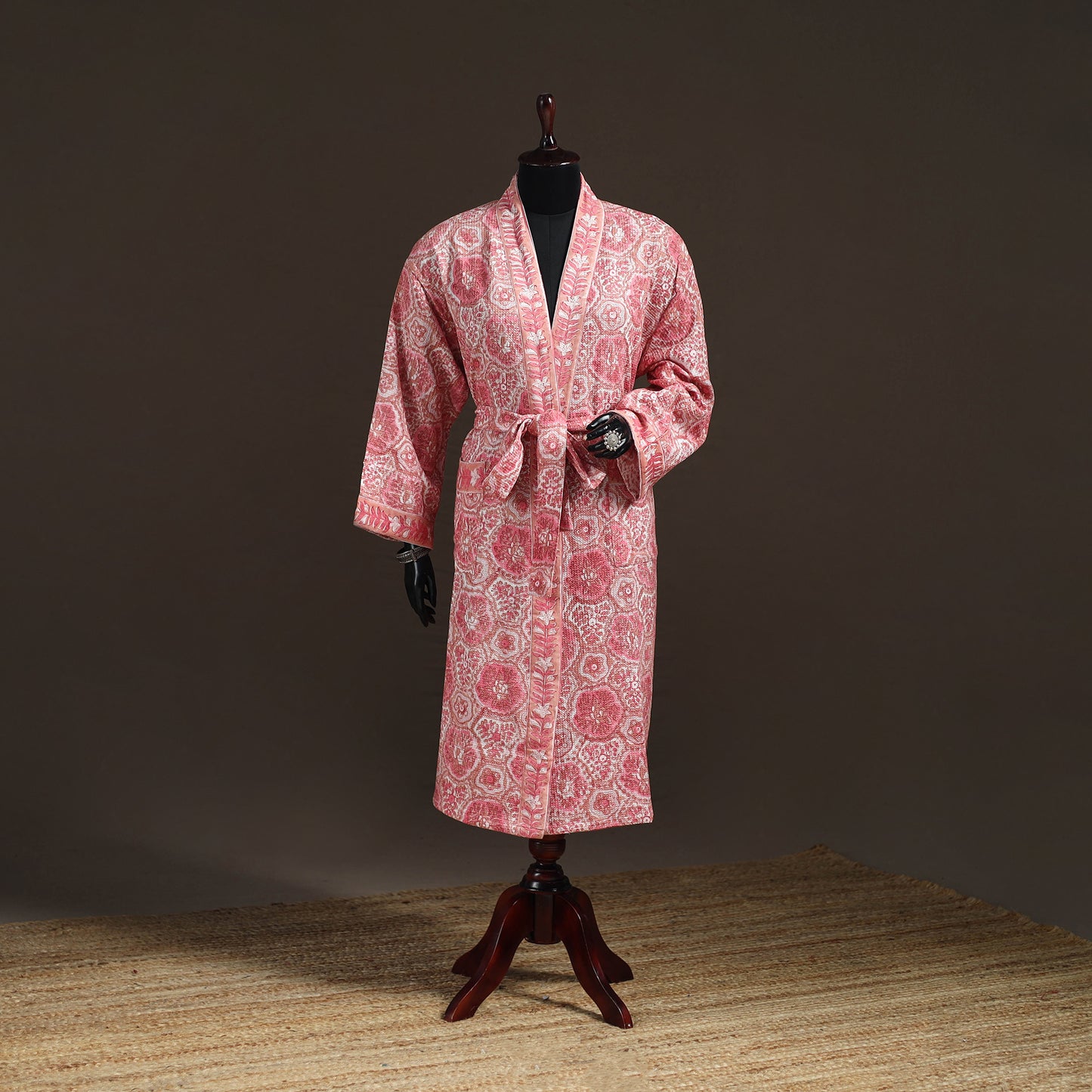 Sanganeri Hand Block Print Waffle Weave Cotton Bath Robe 26