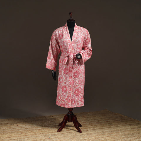 Sanganeri Hand Block Print Waffle Weave Cotton Bath Robe 26