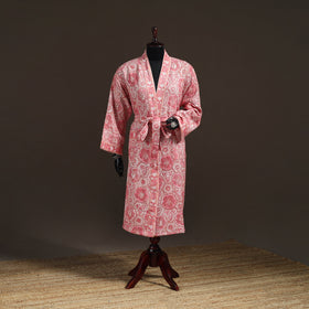Sanganeri Hand Block Print Waffle Weave Cotton Bath Robe 26