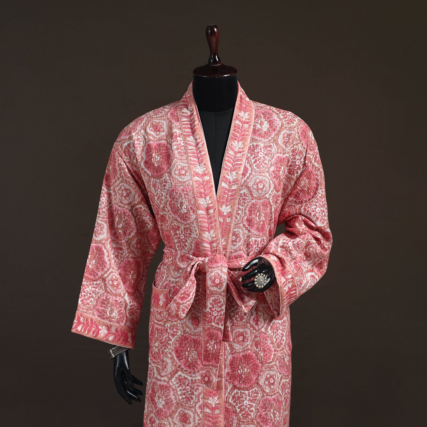 Sanganeri Hand Block Print Waffle Weave Cotton Bath Robe 26