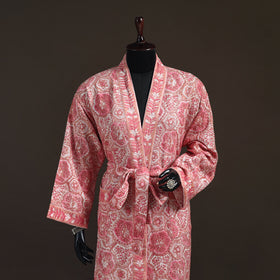 Sanganeri Hand Block Print Waffle Weave Cotton Bath Robe 26