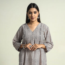Buy Block Print Cotton Straight Bagh Kurta For Women