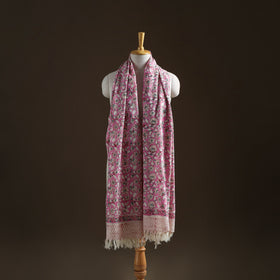 Floral Sanganeri Print Pure Merino Wool Handwoven Shawl 54