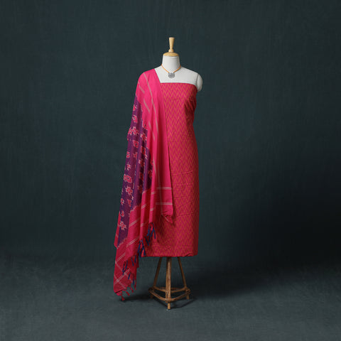 Prewashed Jacquard Cotton Unstitched Dress Material: Kurta & Dupatta with Jewellery 10