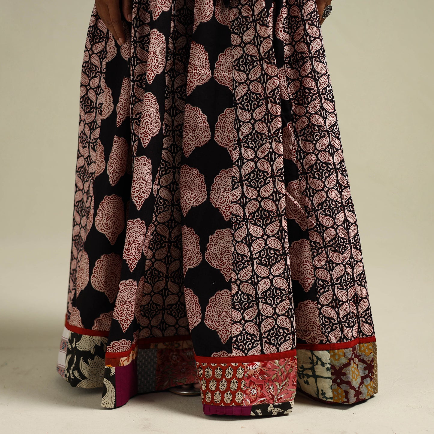Bagh Hand Block Print 24 Kali Patchwork Cotton Long Skirt 17