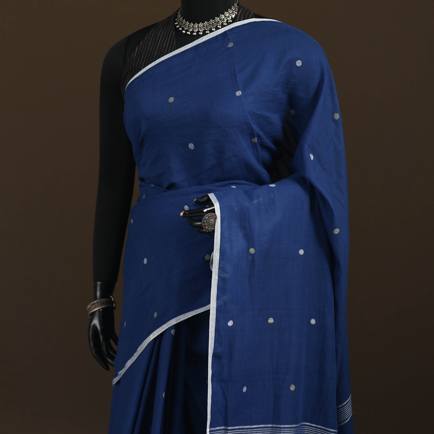 Phulia Jamdani Pure Handloom Cotton Saree with Tassels (Count 92/40) 38