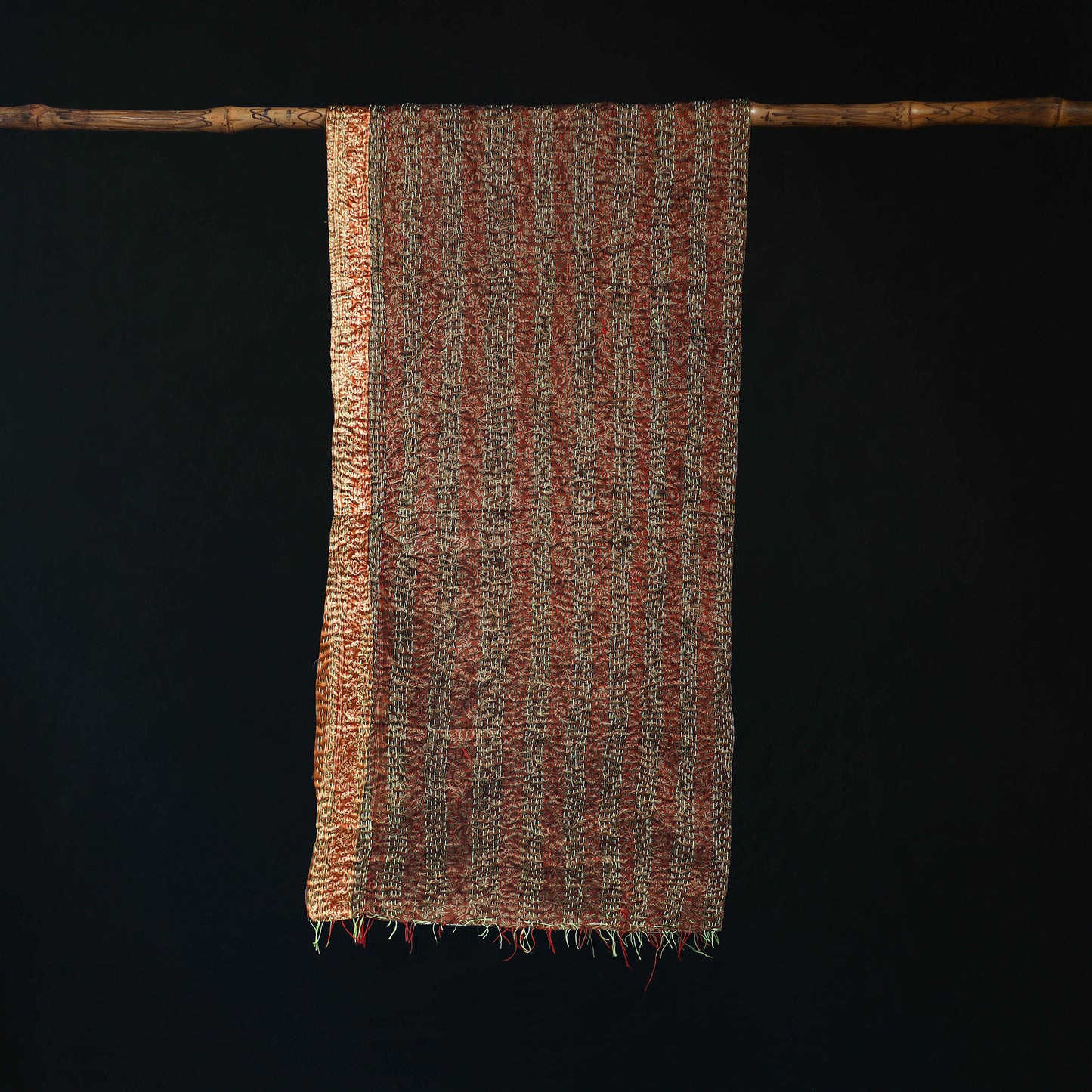 Bengal Kantha Handwork Patchwork Reversible Silk Stole 305