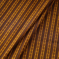 Multicolor - Yellow Brown Chain-Patterned Cotton Sanganeri Print Fabric