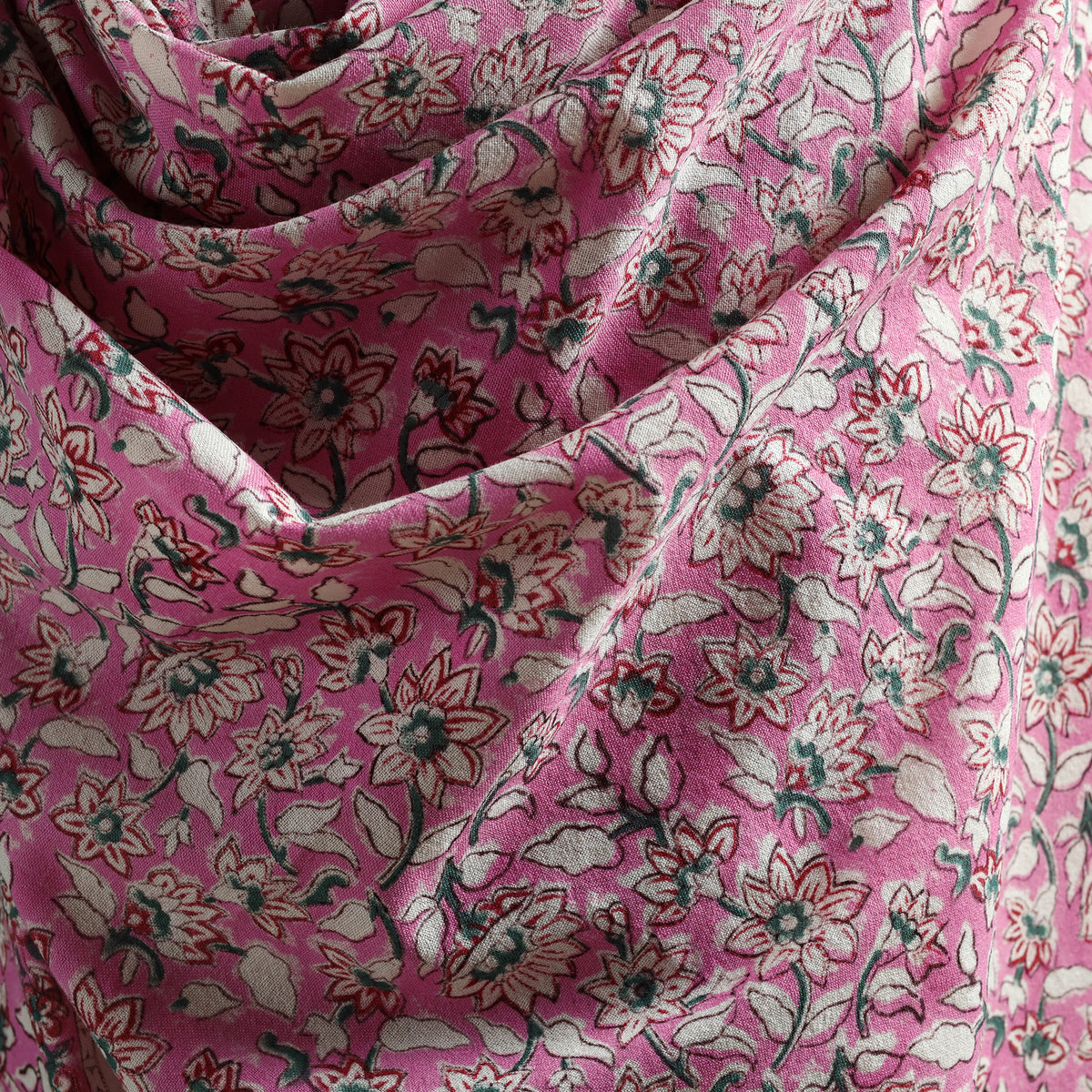 Floral Sanganeri Print Pure Merino Wool Handwoven Shawl 54