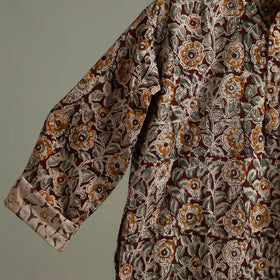 Hand Block Print Natural Dyed Cotton Long Kalamkari Kurta for Men 11