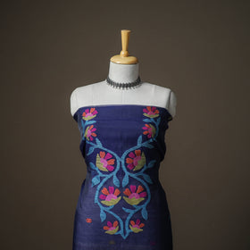 Blue - jamdani pure handloom muslin unstitched dress