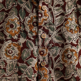 Hand Block Print Natural Dyed Cotton Long Kalamkari Kurta for Men 11