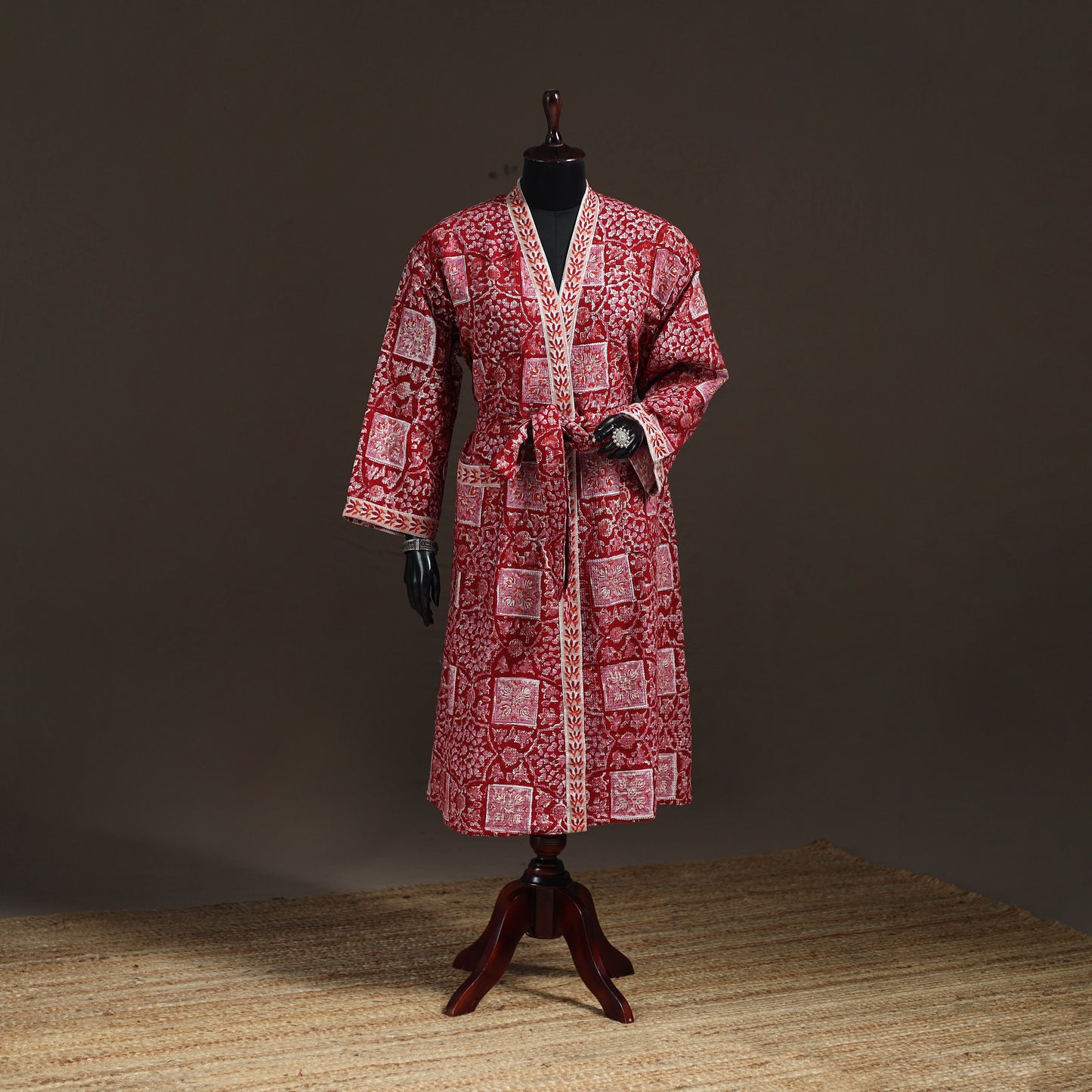 Sanganeri Hand Block Print Waffle Weave Cotton Bath Robe 27