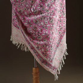 Floral Sanganeri Print Pure Merino Wool Handwoven Shawl 54