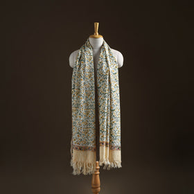 Floral Sanganeri Print Pure Merino Wool Handwoven Shawl 55