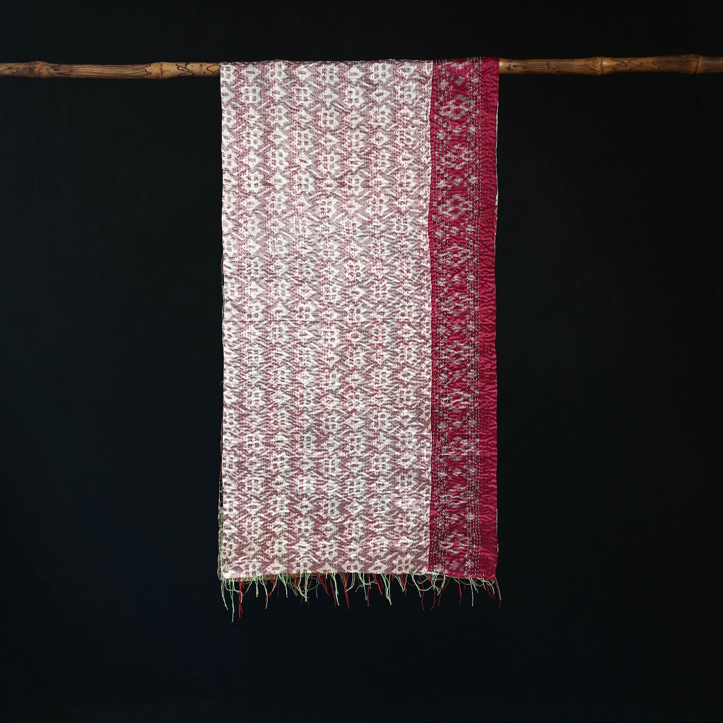 Bengal Kantha Handwork Patchwork Reversible Silk Stole 302