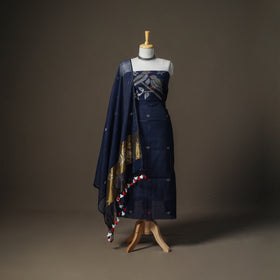 Jamdani Pure Handloom Muslin Unstitched Dress Material: Kurta with Dupatta 02