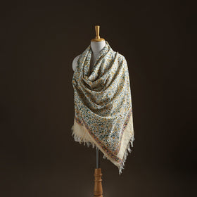 Floral Sanganeri Print Pure Merino Wool Handwoven Shawl 55
