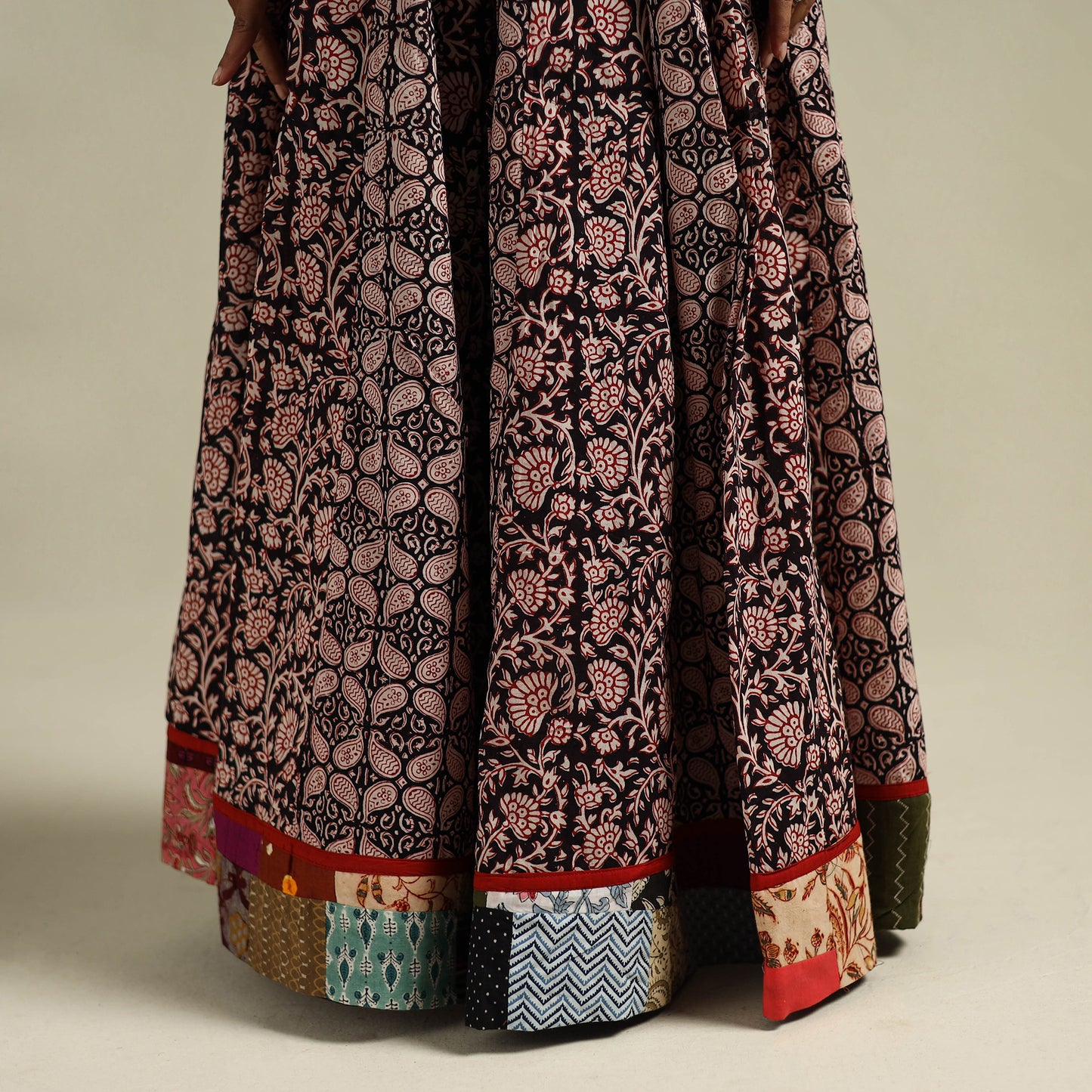 Bagh Hand Block Print 24 Kali Patchwork Cotton Long Skirt 18
