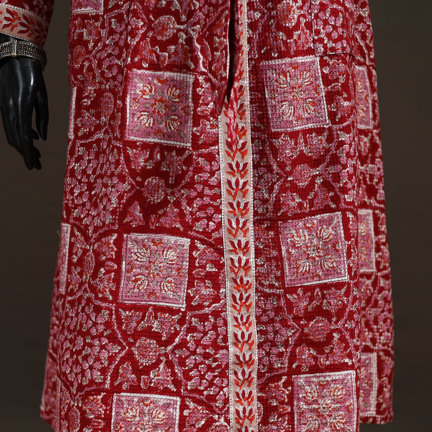Sanganeri Hand Block Print Waffle Weave Cotton Bath Robe 27