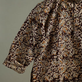 Hand Block Print Natural Dyed Cotton Long Kalamkari Kurta for Men 14