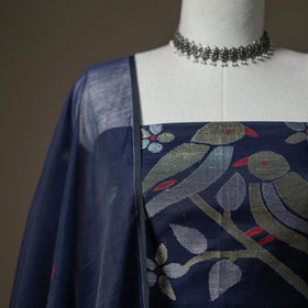 Jamdani Pure Handloom Muslin Unstitched Dress Material: Kurta with Dupatta 02