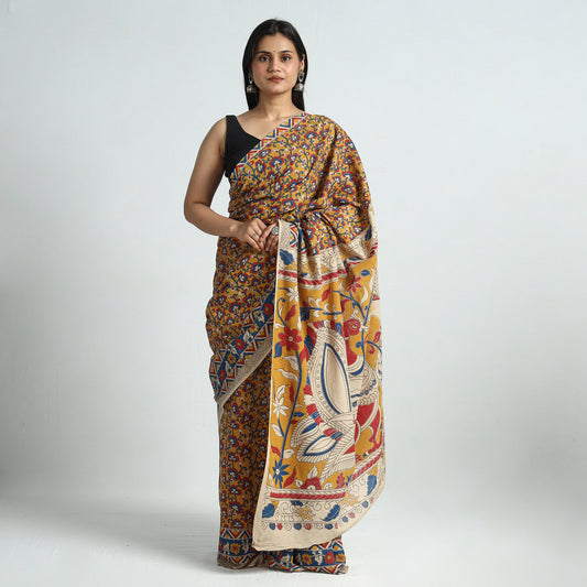 Kalamkari Printed Cotton Saree with Blouse Piece 09