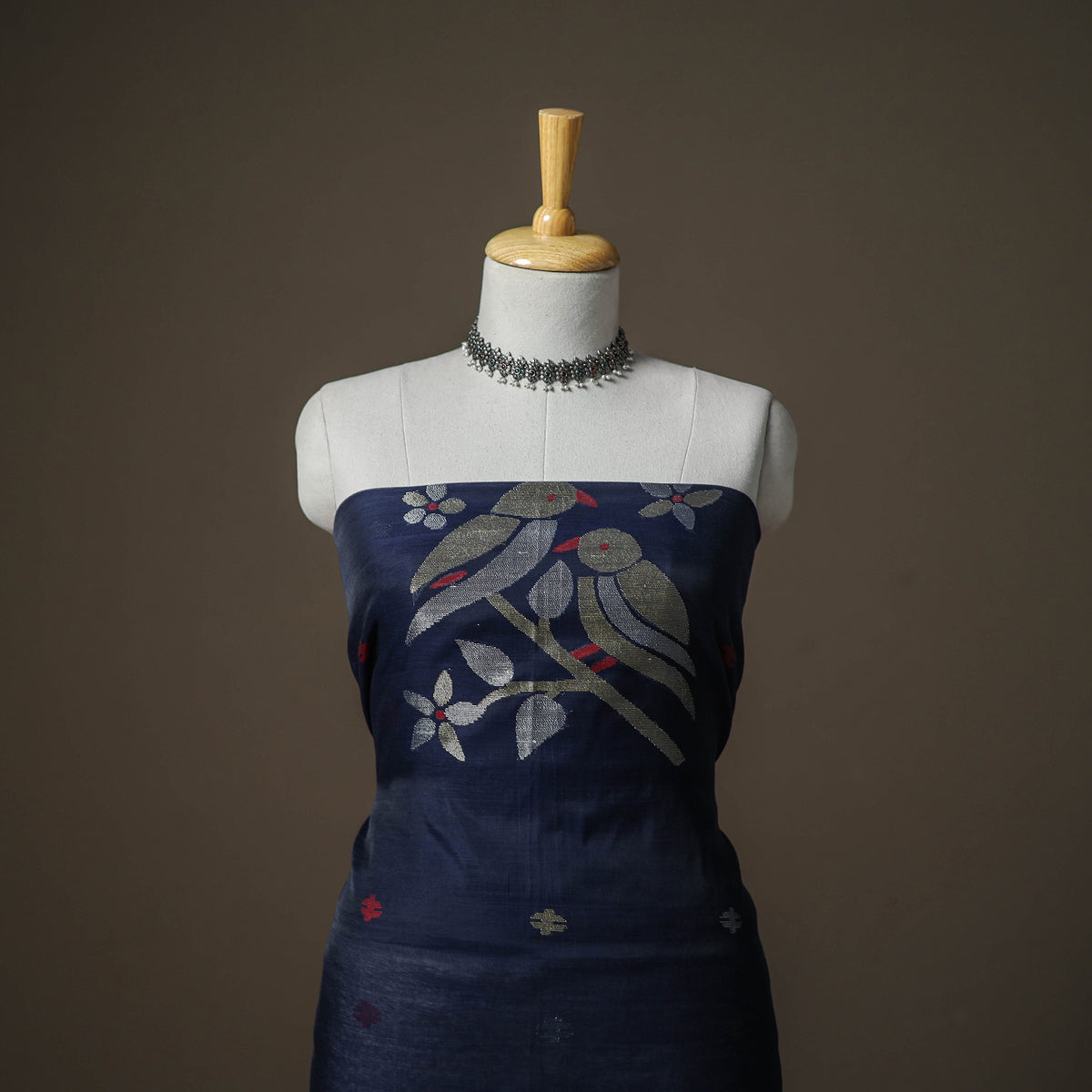 Jamdani Pure Handloom Muslin Unstitched Dress Material: Kurta with Dupatta 02