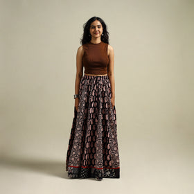 Bagh Hand Block Print 24 Kali Patchwork Cotton Long Skirt 19