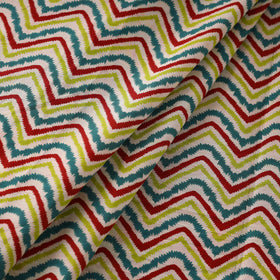 Multicolor Zigzag Cotton Jaipur Print Fabric