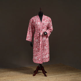 Sanganeri Hand Block Print Waffle Weave Cotton Bath Robe 28